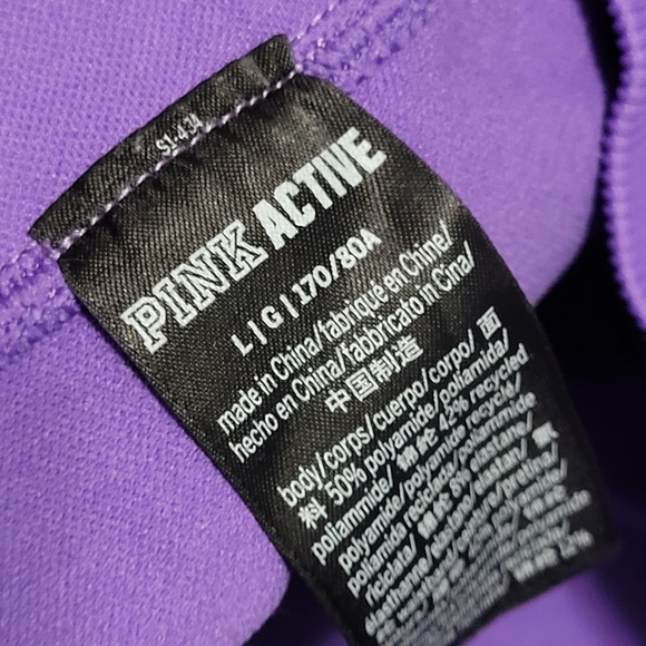 PINK Victoria’s Secret Set High Rise Biker Shorts Sports Bra L Purple Passion - Picture 6 of 8